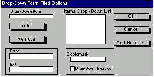 drop-down form filed option box